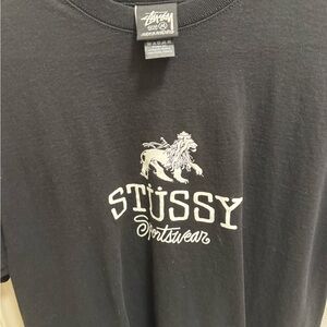 Stussy Black Short-Sleeve Tee with White Logo
